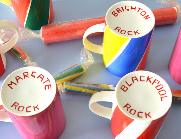 Stick of Rock Mug Seaside town bone china candy