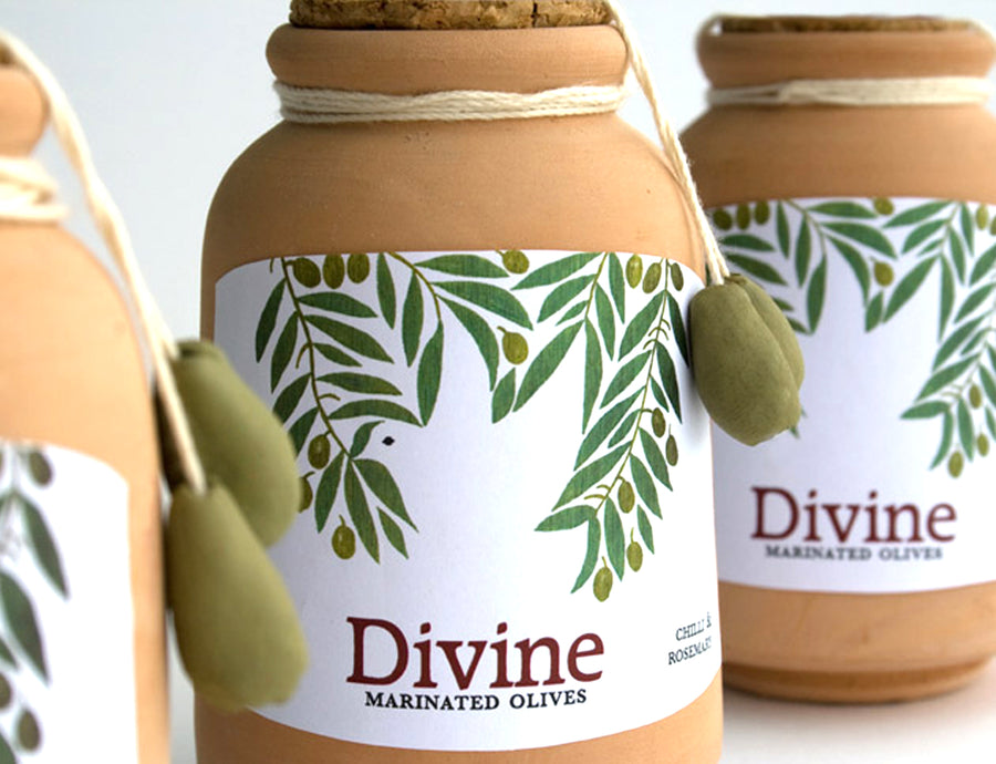 Packaging design illustration label product olives