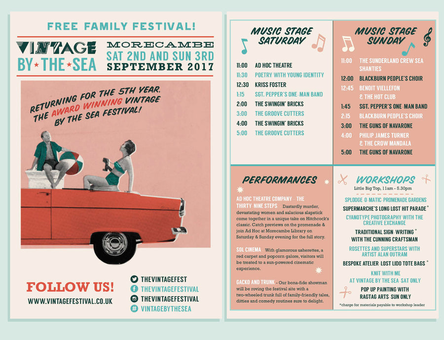 Festival programme layout design vintage event